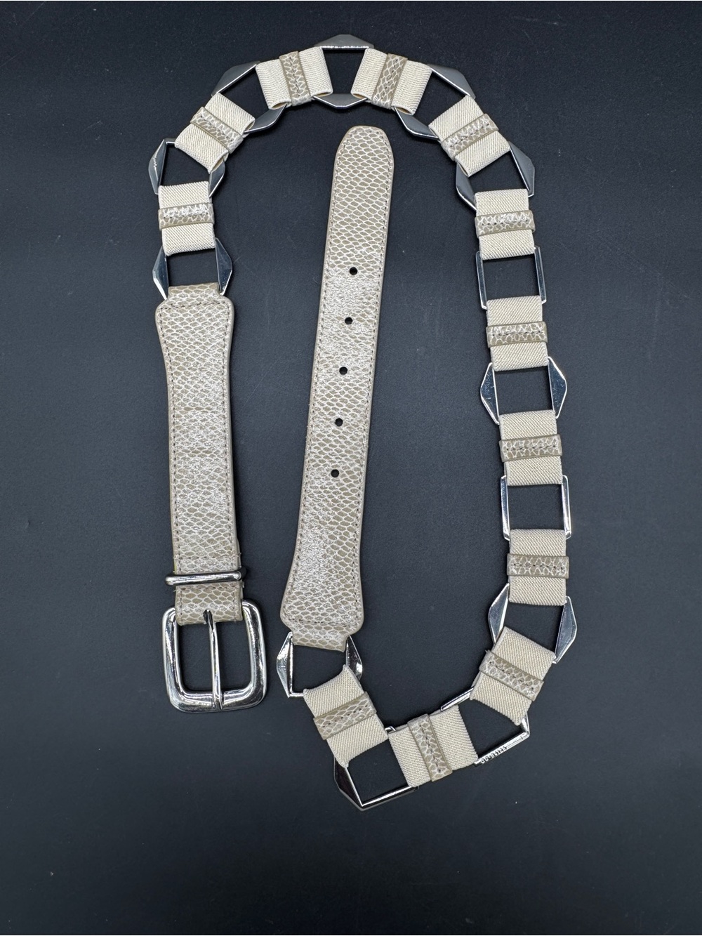 Vintage Style Chico's Mixed Media Waist Belt  43 1/2 inches in length